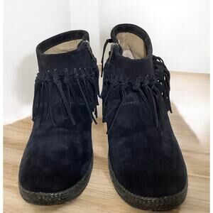 Ugg knotted fringes braided sidewall bootie bohemian flair women’s 9 black
